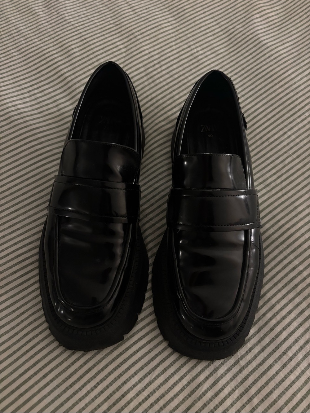 Zara Chunky Black Penny Loafers